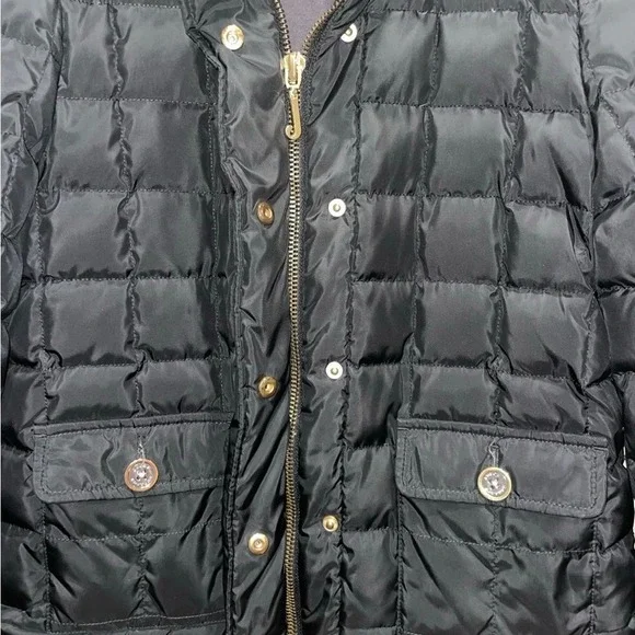 Y2K Juicy Couture Black Quilted Puffer Jacket Gold Hardware Puff‎ Sleeve Small - Picture 3 of 10